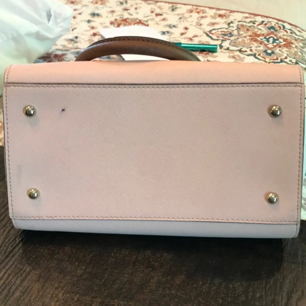 Calvin Klein Pink and White Leather Satchel